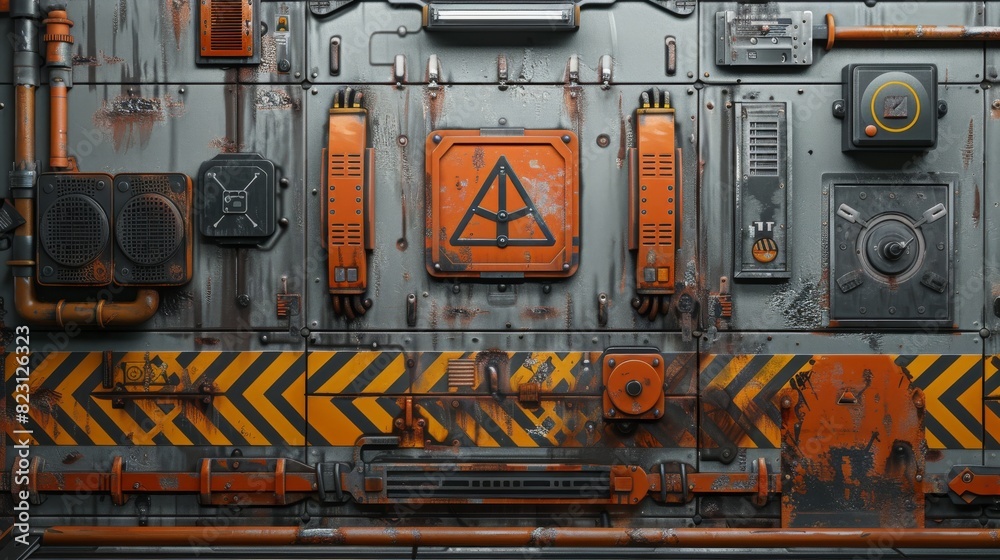 A sci-fi decal or warning label for hard surfaces A sci-fi decal or warning label for hard surfaces