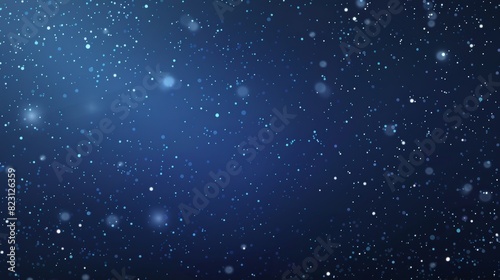 The night sky is decorated with shiny stars. This Christmas wallpaper has the texture of fallen snow. Modern illustration of the night sky with stars  the dark blue sky with snowfall on a transparent