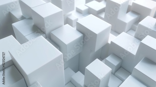 White rotating cube  abstract 3D animation  4K video