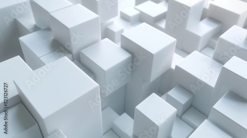 White rotating cube, abstract 3D animation, 4K video