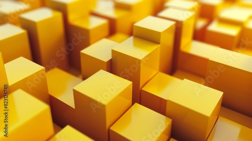 Three-dimensional rendering  yellow cube shape  geometric design