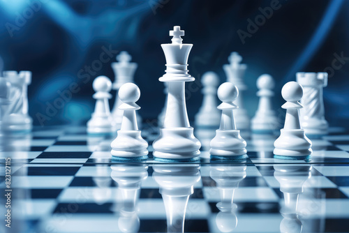 Strategic Chess Game with King in Focus and Mystic Smoke
