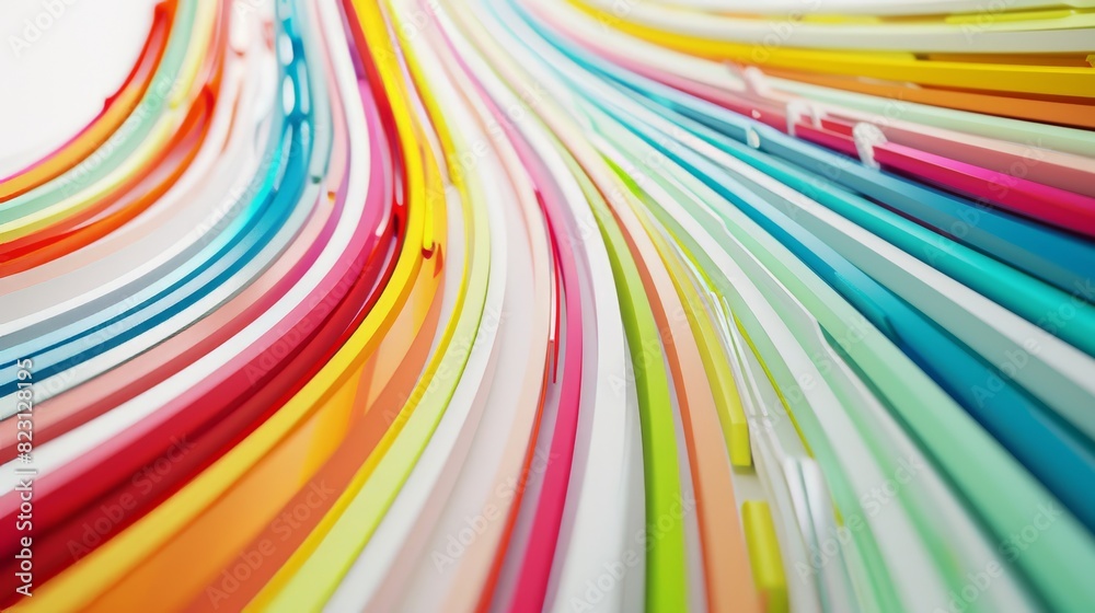 Lines of color moving on a light background in 4K seamless loop, rendered in 3D Lines of color moving on a light background in 4K seamless loop, rendered in 3D