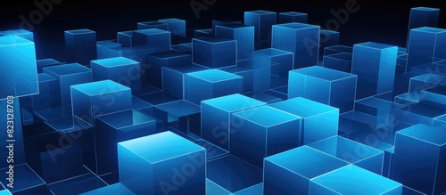 Blue 3D Cubes on a Dark Background