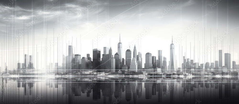 Futuristic City Skyline with Abstract Overlay