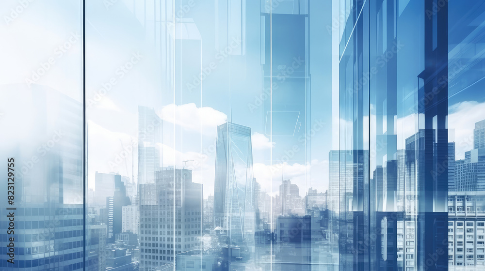 Futuristic Cityscape with Reflective Glass Buildings Futuristic Cityscape with Reflective Glass Buildings
