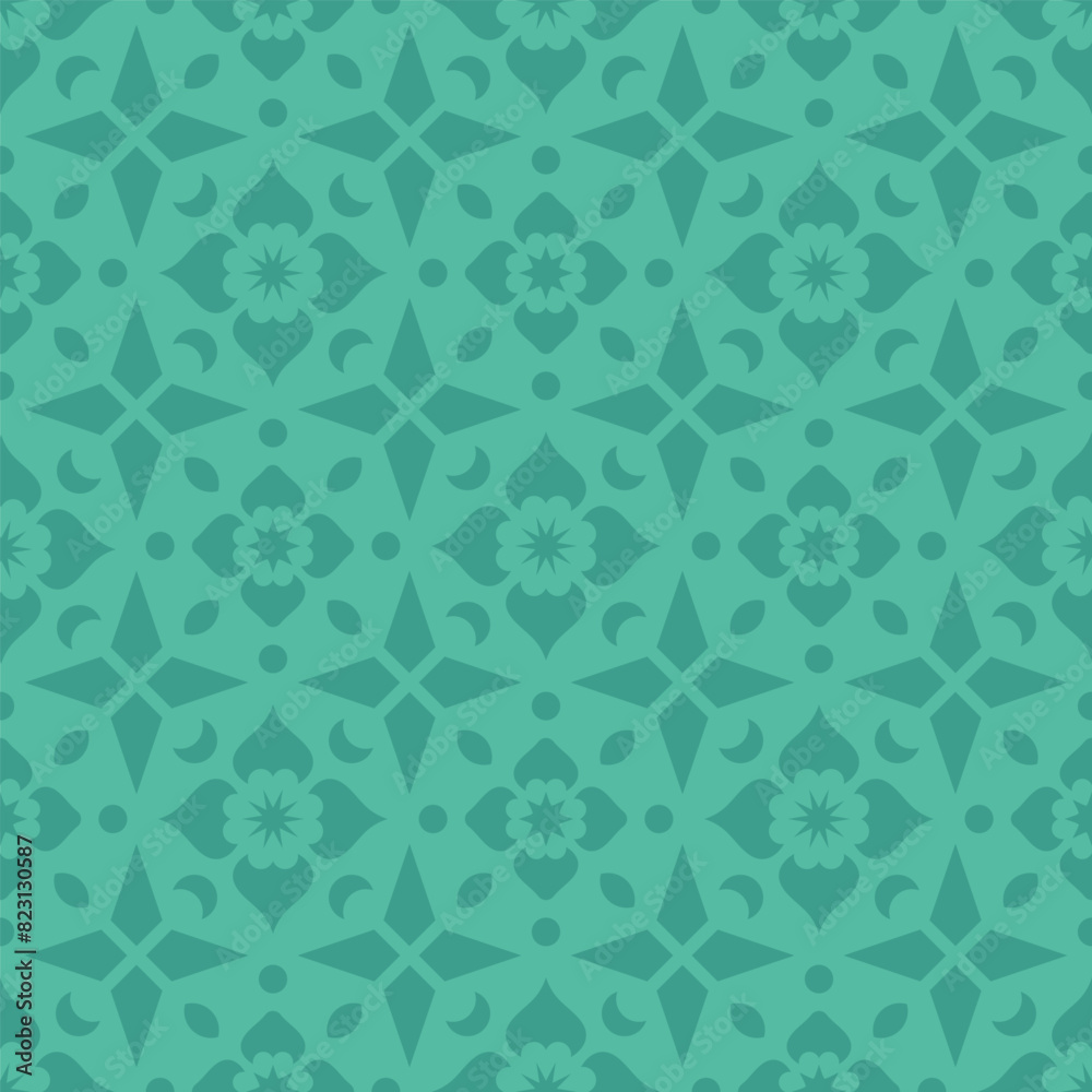Green seamless pattern with green abstract flowers Green seamless pattern with green abstract flowers