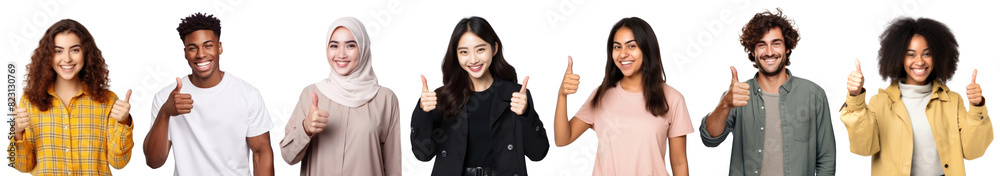 Diverse people thumbs up png element set on transparent background Diverse people thumbs up png element set on transparent background
