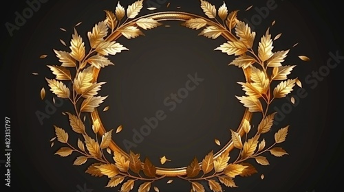 Rank modern icon with maple leaf illustration. PNG fall rank modern icon with maple leaf illustration. Royal cartoon template for fall fantasy game interface. Orange leaves border for UI design. Gold photo