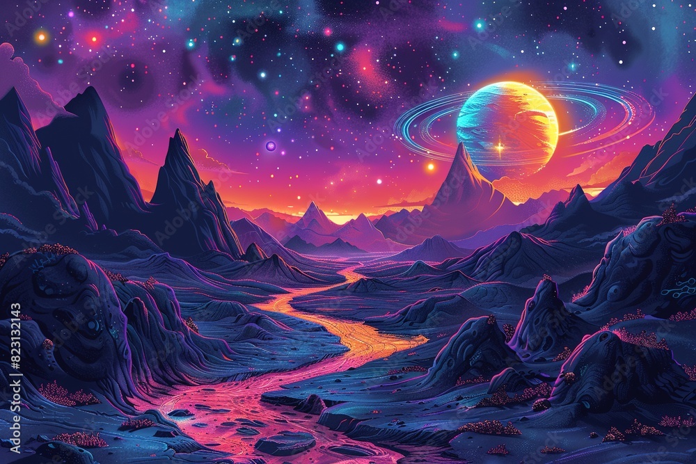 Obraz premium Surface of Mars and Cosmic Planets