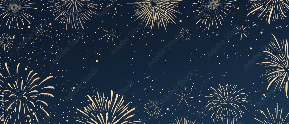 Golden Fireworks Display in the Night Sky Golden Fireworks Display in the Night Sky