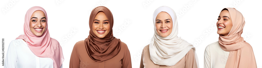 Muslim women png element set on transparent background Muslim women png element set on transparent background