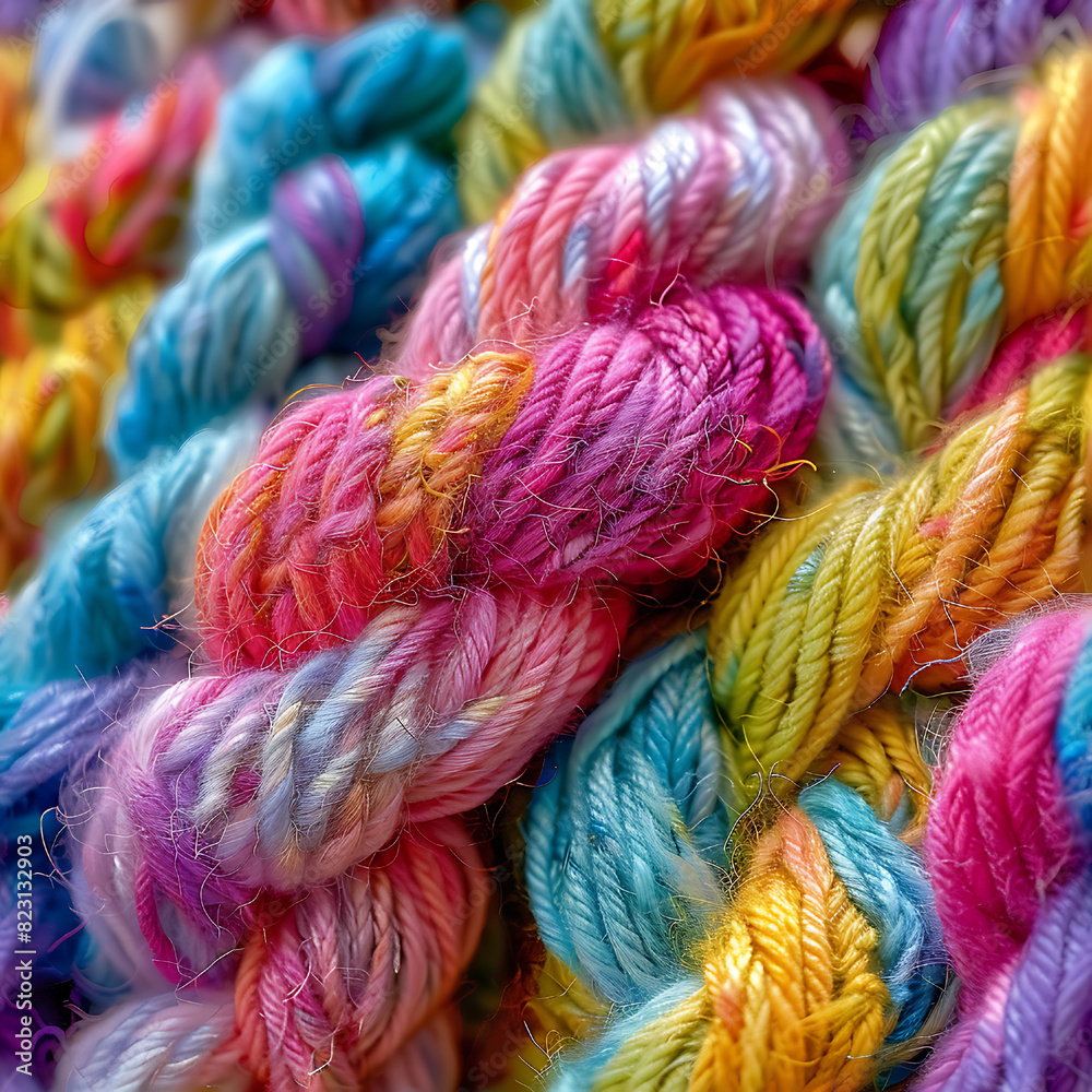 seamless rainbow woven yarn string pattern