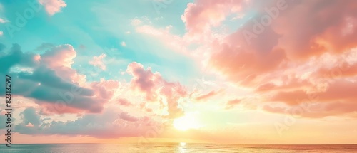 Pastel Colored Sunset over Tranquil Ocean