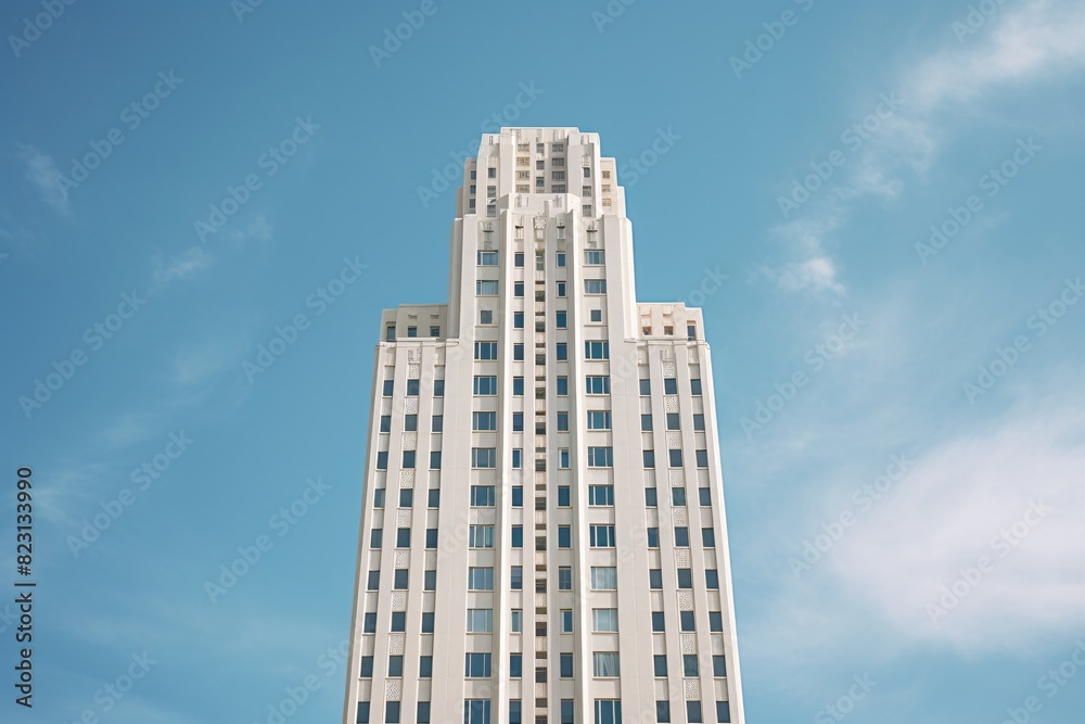 a tall white building with many windows