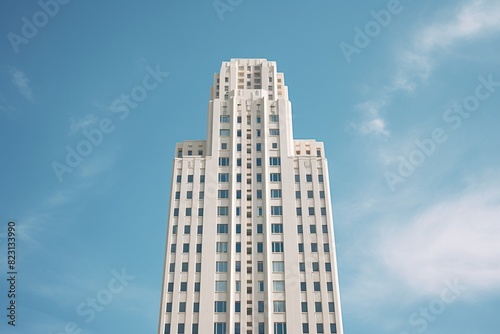 a tall white building with many windows