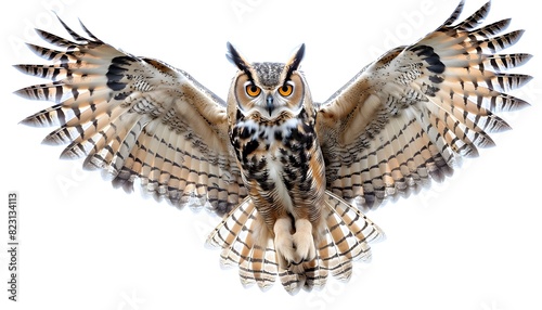 Owl with Open Wings in Majestic Flight