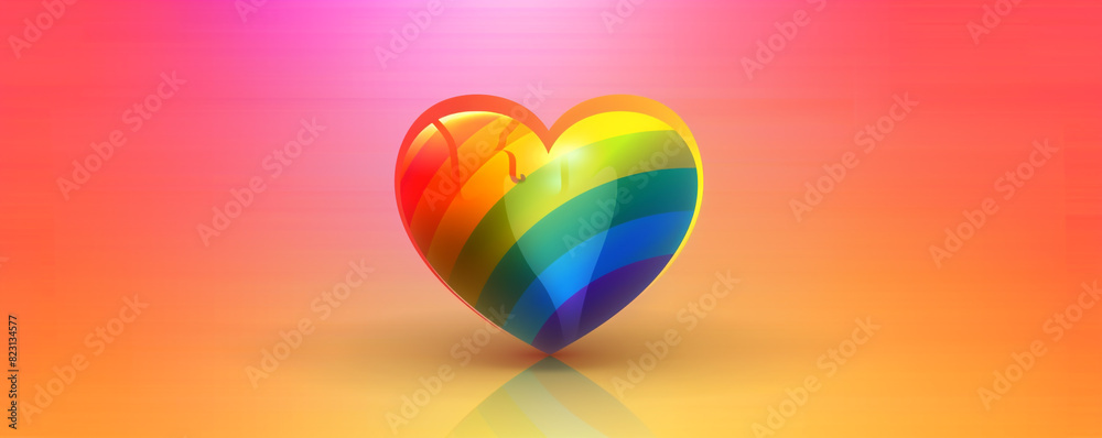 Gradient backdrop in LGBTQ pride colors with a prominent heart in rainbow shades, copyspace for text. Gradient backdrop in LGBTQ pride colors with a prominent heart in rainbow shades, copyspace for text.