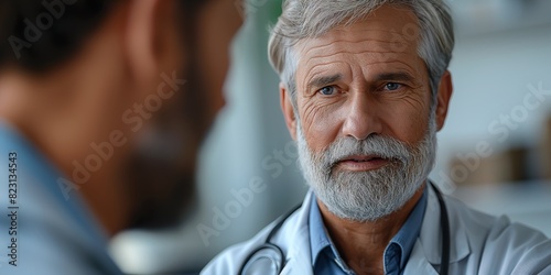 A cardiologist reviewing an electrocardiogram (EKG) results with a patient in a clinic, focusing on heart health. photo