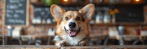a lively dogfriendly cafe a charming corgi named Winston charms patrons with his playful antics and irresistible smile his expressive ears and joyful demeanor earning him admirers from all who visit