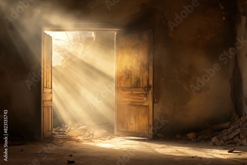 sunlight shining through a door