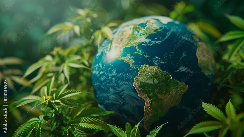 Globe enveloped by cannabis leaves, Global impact of medical cannabis