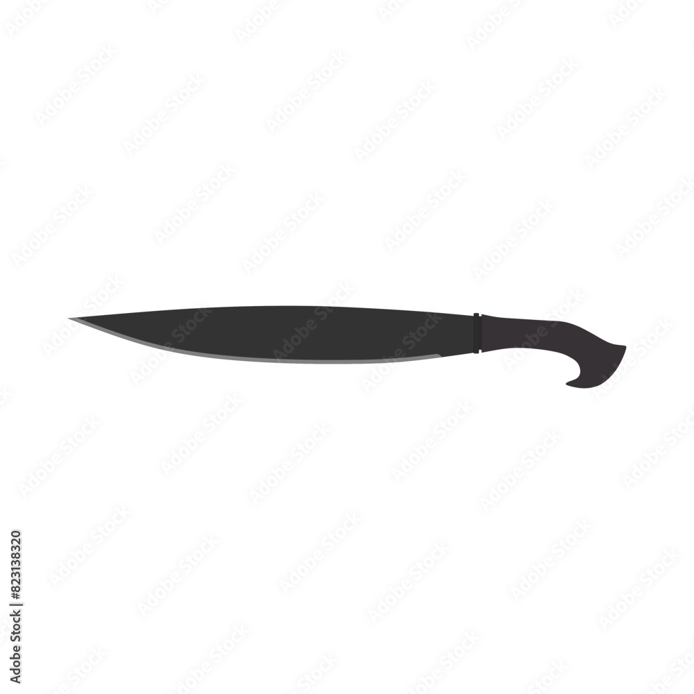 barong machete flat design vector illustration isolated on white background. Machete, Infantry Kukri blade flat color. crossed military knives barong machete flat design vector illustration isolated on white background. Machete, Infantry Kukri blade flat color. crossed military knives