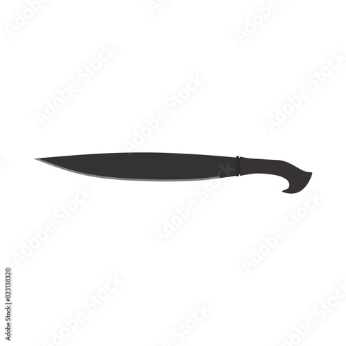 barong machete flat design vector illustration isolated on white background. Machete, Infantry Kukri blade flat color. crossed military knives