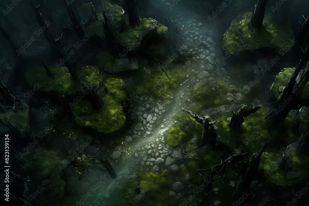 DnD Battlemap Forest of the Silent Shadows - Thick Forest Landscape. DnD Battlemap Forest of the Silent Shadows - Thick Forest Landscape.