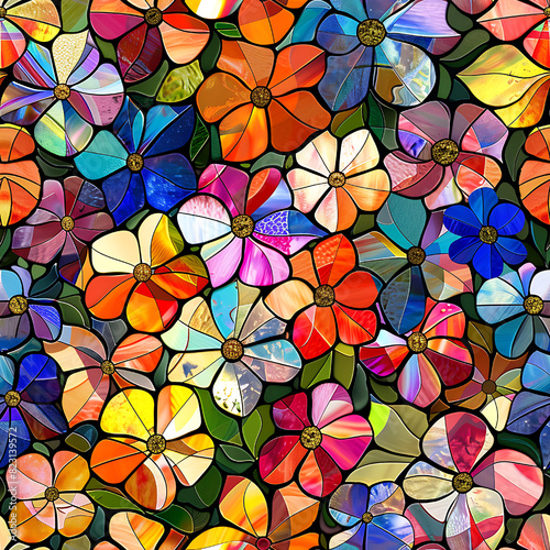 Stained Glass Colorful seamless patterns