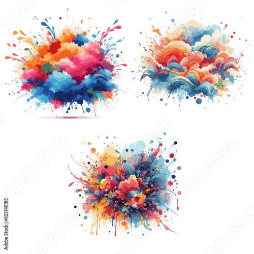 Very Beautiful highly detailed colorful Splashwatercolor vector illustration isolated on white background