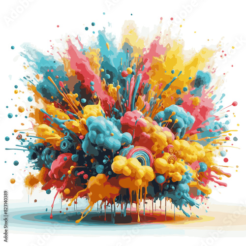 Very Beautiful highly detailed colorful Splashwatercolor vector illustration isolated on white background