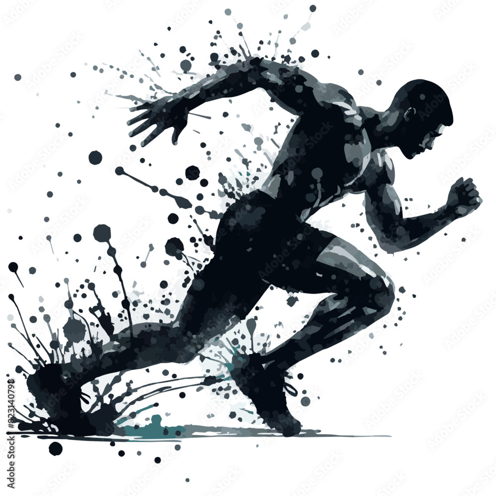 Very Beautiful highly detailed olympic man running watercolor vector illustration isolated on white background Very Beautiful highly detailed olympic man running watercolor vector illustration isolated on white background