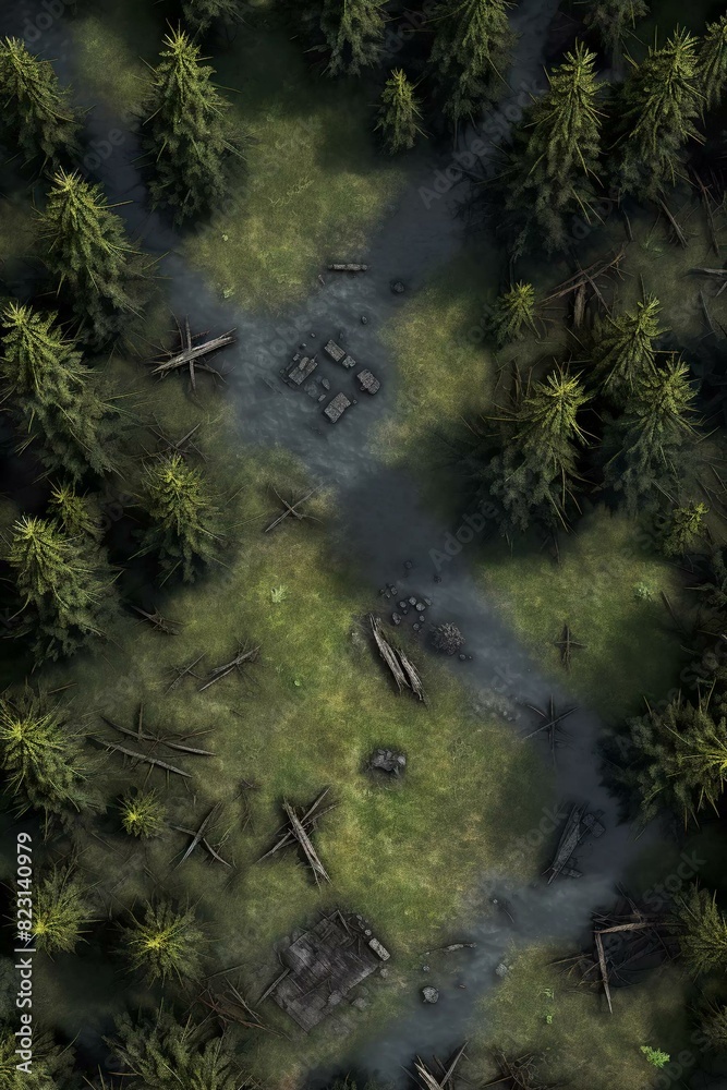 DnD Battlemap Ashenwood forest recovering from wildfire. DnD Battlemap Ashenwood forest recovering from wildfire.