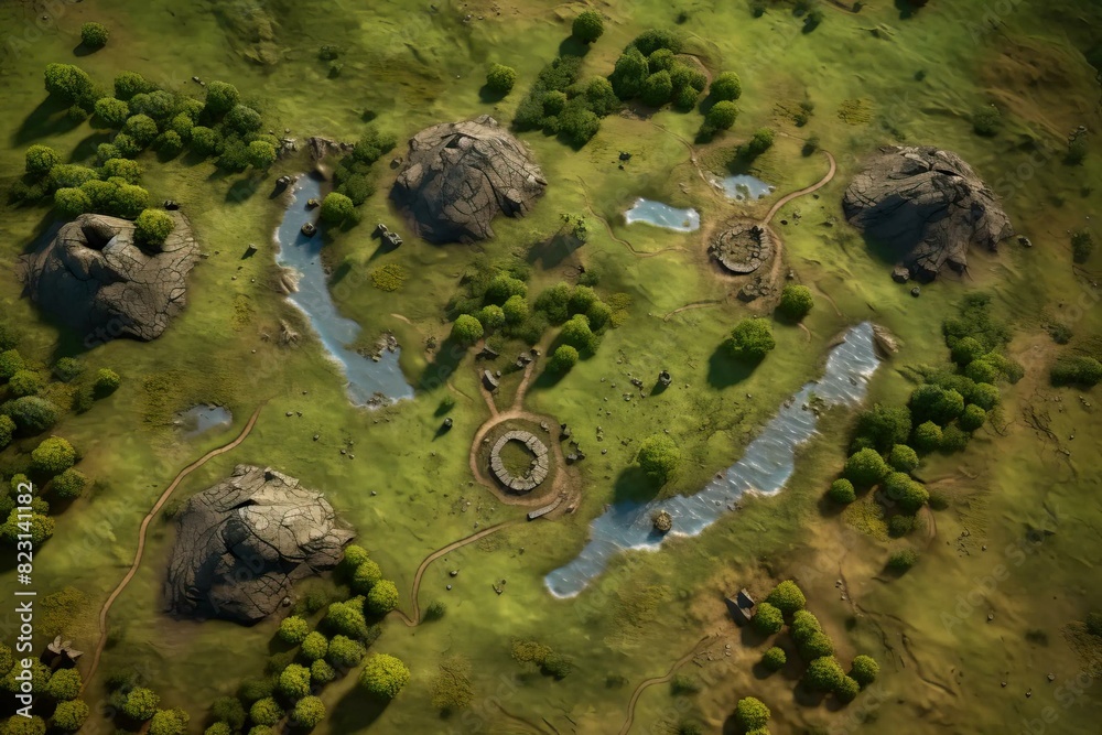 ภาพประกอบสต็อก DnD Battlemap Bleak Barrow Burial Mounds - Aerial View ...