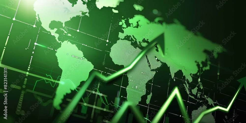 Green stock market graph rising up with digital globe background. Global Stock market rally or recovery concept.stock, cryptocurrency background
Green stock market graph rising up with digital globe background. Global Stock market rally or recovery concept.stock, cryptocurrency background