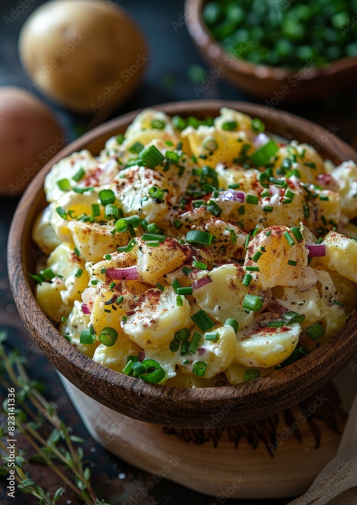 Kartoffelsalat - Creamy potato salad with herbs and a sprinkle of green onions. Kartoffelsalat - Creamy potato salad with herbs and a sprinkle of green onions.