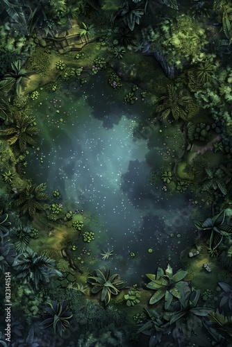 DnD Battlemap Celestial Meadow Pond - Peaceful natural landscape with pond.