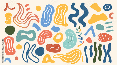 Free Download Abstract modern art composition with colorful shapes,Decorative wallpaper on a light beige background - GFXLoad