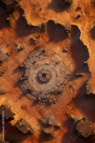 DnD Battlemap Desert Planet: A barren desert landscape under a red sky.