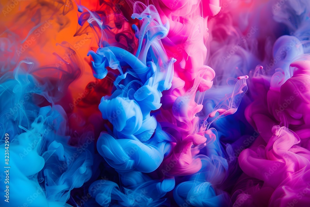 Fototapeta premium Colorful Ink Clouds in Water, Vibrant Macro Photography