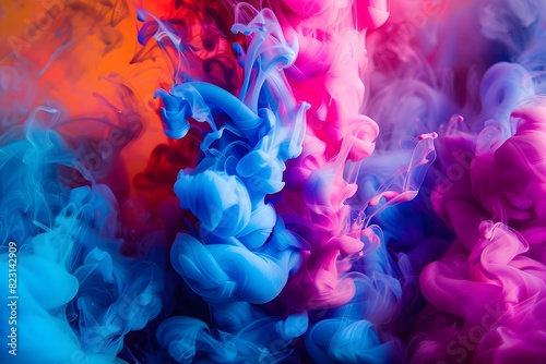Colorful Ink Clouds in Water, Vibrant Macro Photography