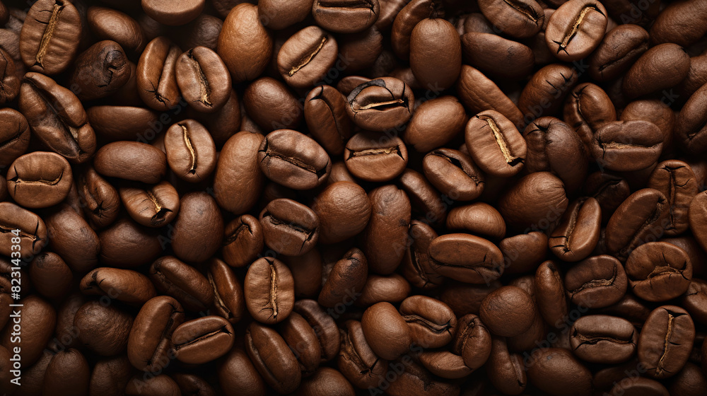 Fototapeta premium flat lay photography of coffee beans in full frame