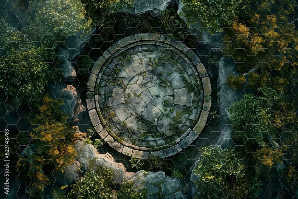 DnD Battlemap Druid Circle Battlemap. A mystical battleground with ancient ruins.