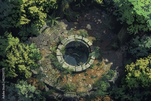 DnD Battlemap Druid Circle Battlemap Style - Mystical forest setting for tabletop gaming.