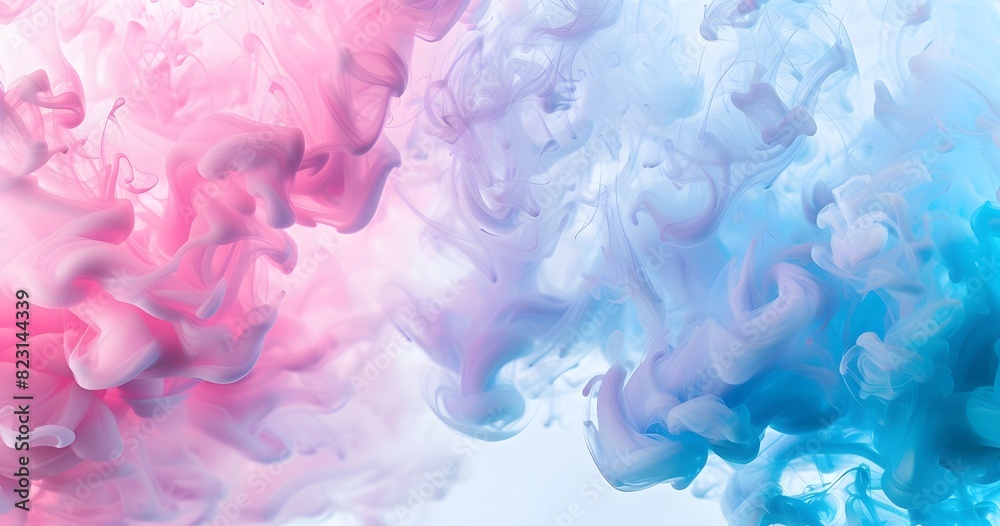 Fototapeta premium Colorful Blue and Pink Ink Swirling in Water