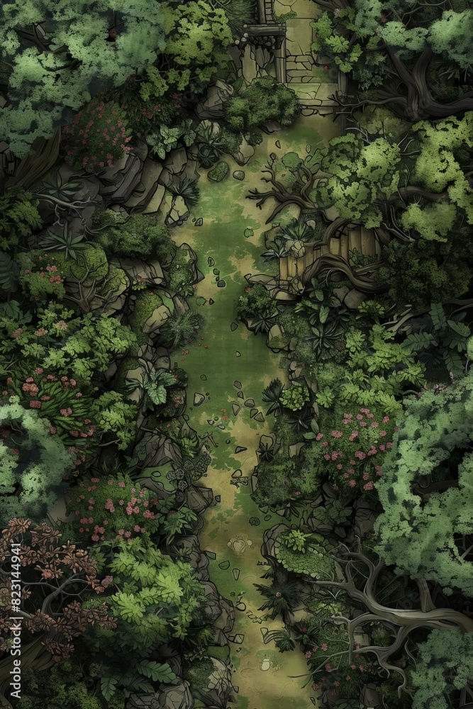 DnD Battlemap Enchanted Garden: A Magical Garden.