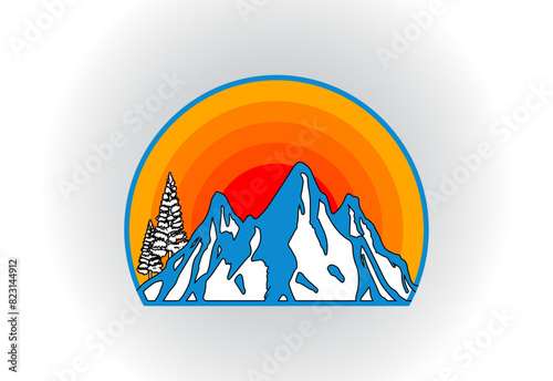Mountain Logo. Mountain peak summit logo design. Outdoor hiking adventure icon. Vector illustration. Pro Vector Flat Vector Logo Design Template Element.