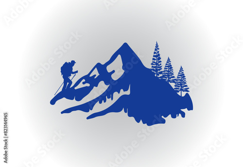 Mountain Logo. Mountain peak summit logo design. Outdoor hiking adventure icon. Vector illustration. Pro Vector Flat Vector Logo Design Template Element.