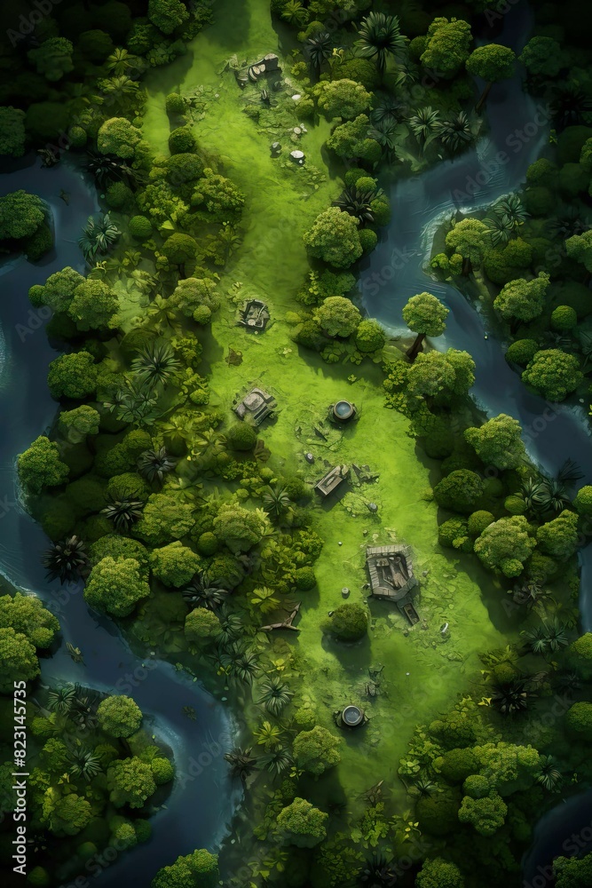 DnD Battlemap Extraterrestrial Jungle: Aesthetic and vibrant alien landscape. DnD Battlemap Extraterrestrial Jungle: Aesthetic and vibrant alien landscape.